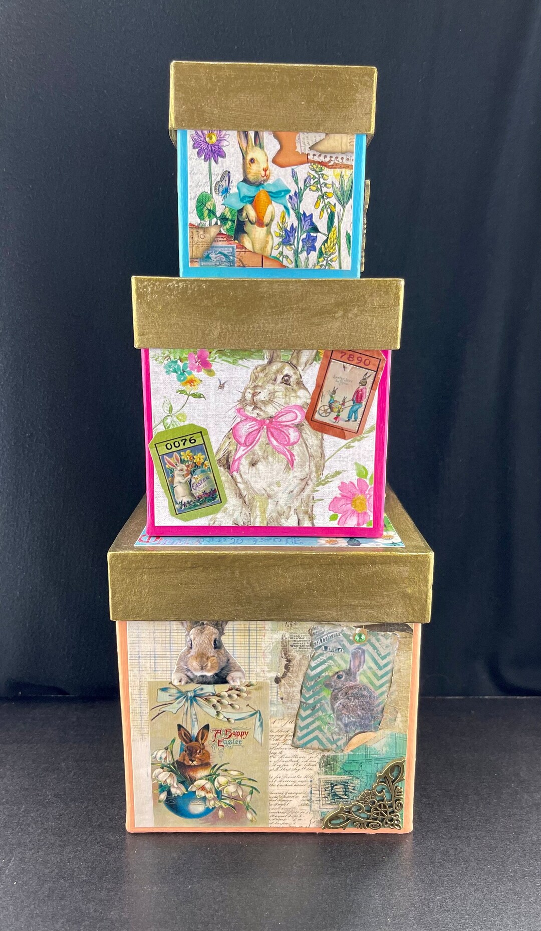 Kind Boxes Easter Nesting Boxes, One-of-a-kind, Holiday Decoupage Nesting Boxes ...