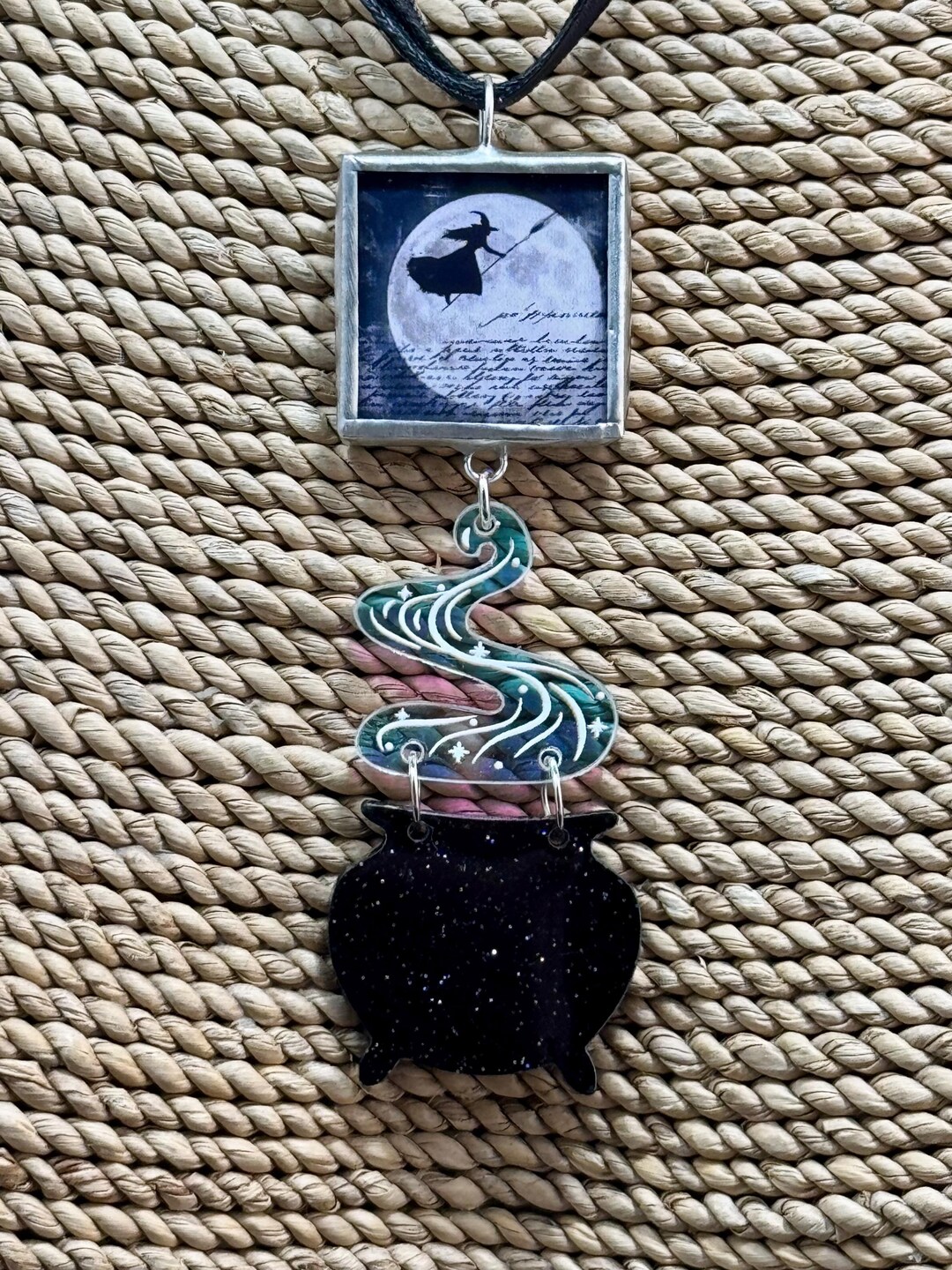Handcrafted Halloween Witch Pendant, Reversible Soldered Necklace - Etsy