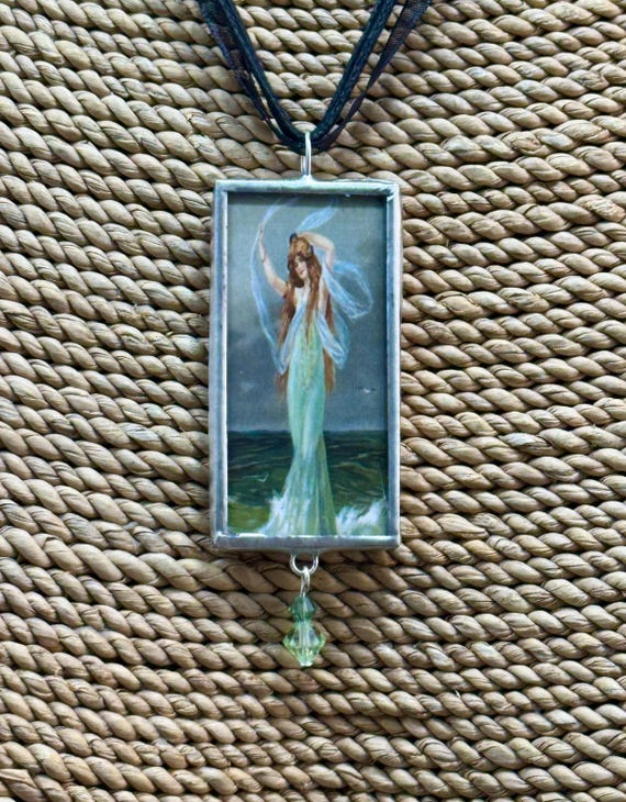 Vintage Soldered Mermaid Jewelry, Soldered Siren Pendant, Mermaid
