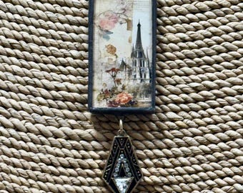 Eiffelturm Gelöteter Anhänger, Paris Frankreich Anhänger, Eiffelturm, Paris Souvenir, Gelöteter Schmuck, Reversible Anhänger, Anhänger, Halskette
