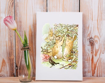 Flopsy, Mospy und Cottontail Picking Beeren, von Beatrix Potter druckbare Instant Download