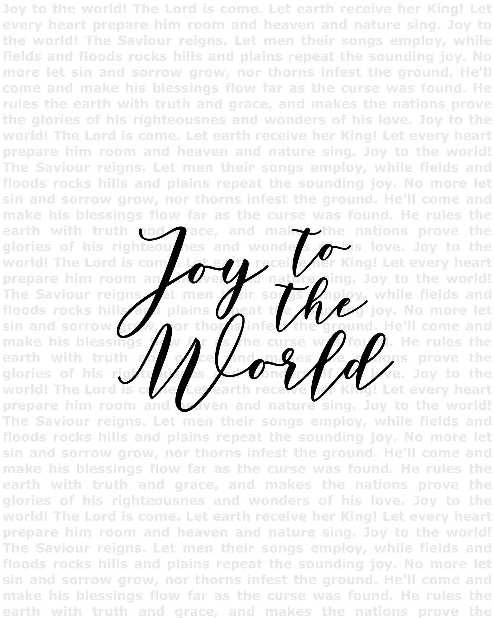 Joy to the World Lyrics Christmas Printable - Etsy
