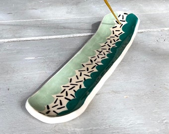 Handmade Hand Painted Ceramic Glazed Pottery Joss Stick Incense Holder Burner