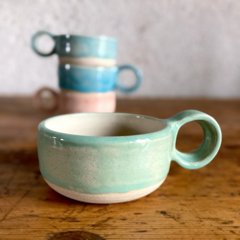 Sent Glossy Stoneware Glazed Mini Espresso Expresso Coffee Mug Cup various colours available Celadon Green