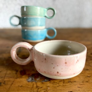 Sent Glossy Stoneware Glazed Mini Espresso Expresso Coffee Mug Cup various colours available Speckled Pink