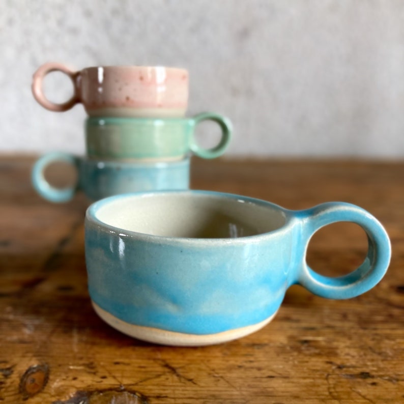 Sent Glossy Stoneware Glazed Mini Espresso Expresso Coffee Mug Cup various colours available Aquamarine