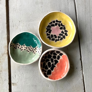 Handmade Handpainted Underglazed Glazed Ceramic Pottery Ring Jewellery Jewelry Tray Dish Trinket Plate