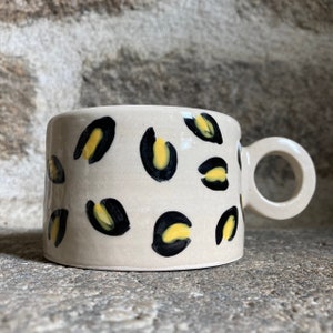 Leopard Animal Print Handpainted Glazed Tea Coffee Hot Chocolate Mug Cup with Statement Handle image 3