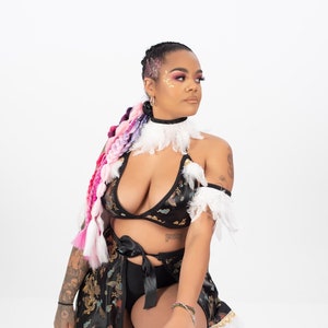 Festival outfit set skirt wrap and bralet feather outfit