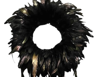 Grande couronne de plumes noires bohème shabby chic