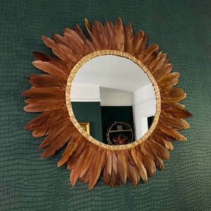 Large Bronze Feather Mirror