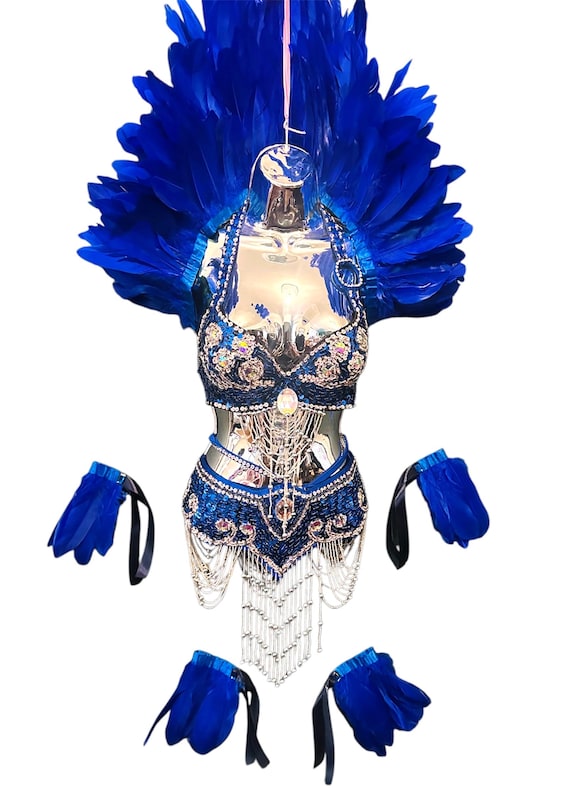 カーニバル衣装 フェザー 青紫 フェザーステージウェア ブラジリアン