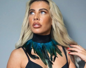 Teal Feather Choker
