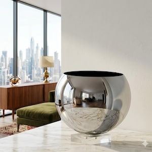 Vintage Space Age Chrome Globe Vase – Luigi Massoni, Harvey Guzzini, Italy 1970s