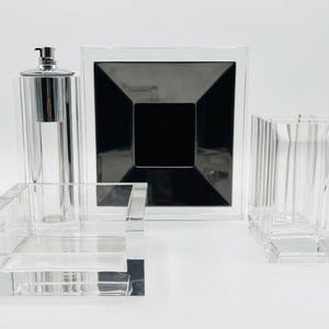 Vintage Guzzini Lucite & Chrome Space Age Desk Suite - 4 Piece Set
