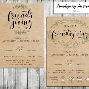 Happy Friendsgiving Potluck Invitation