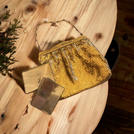 Whiting & Davis gold mesh clutch purse - image 1
