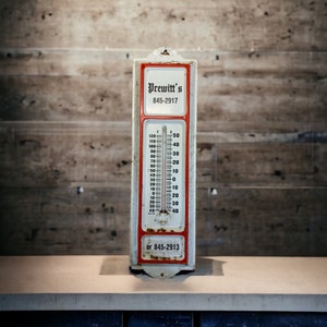 Vintage Prewitt&#39;s Funeral Home metal wall thermometer