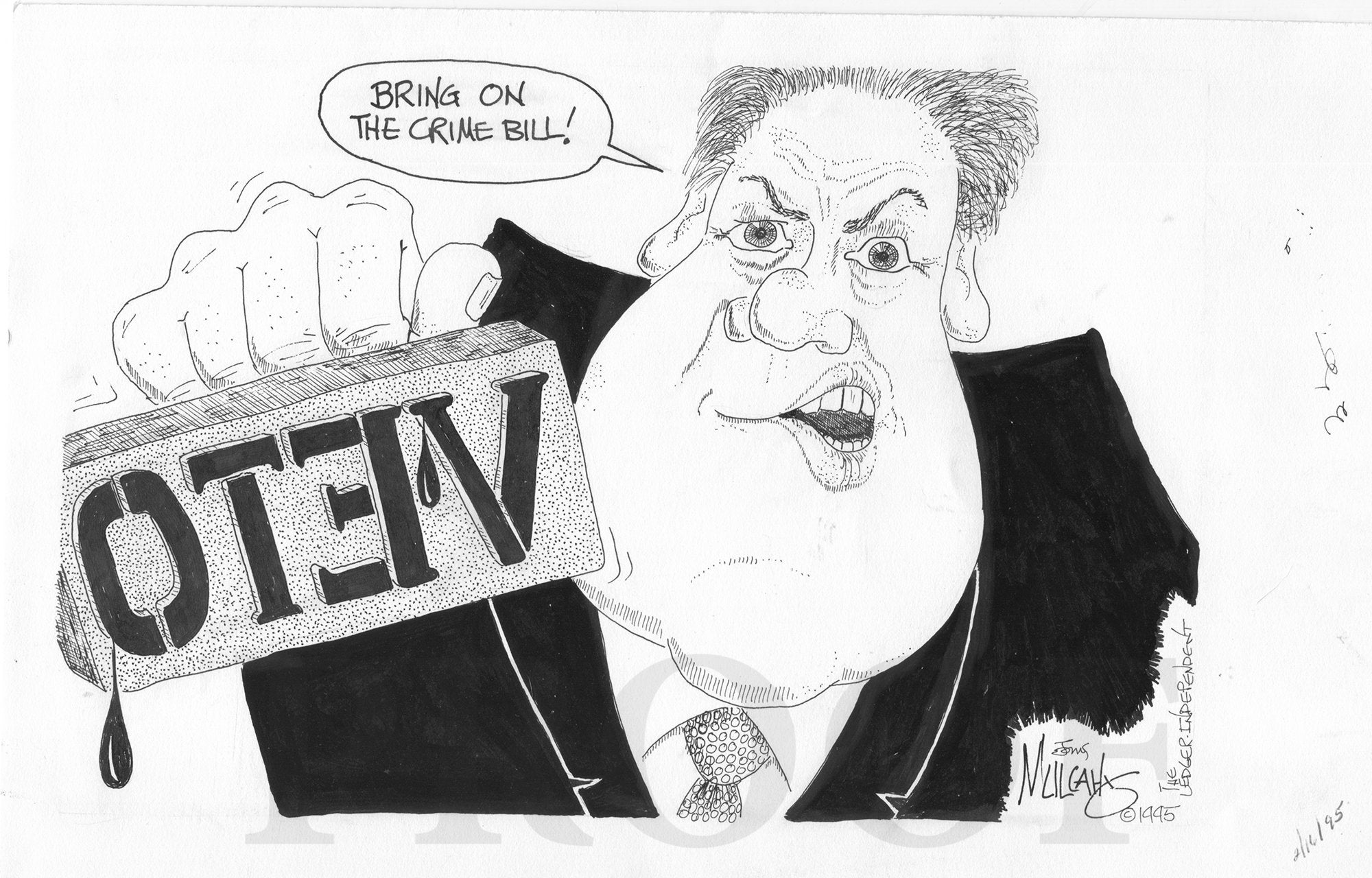 Caricatura editorial original: el veto de Clinton, image size:2000x1280