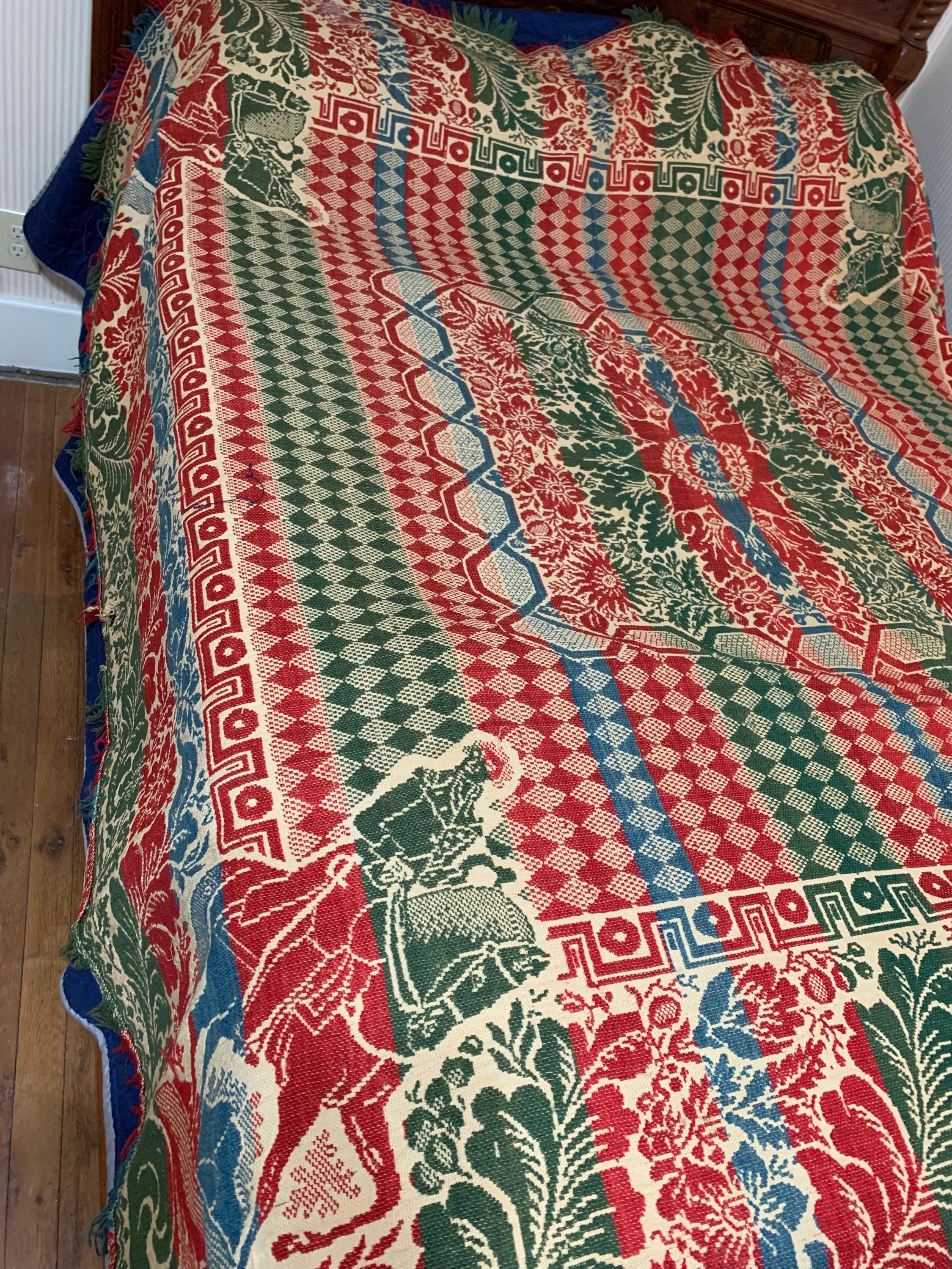 Antique Jacquard Woven Coverlet