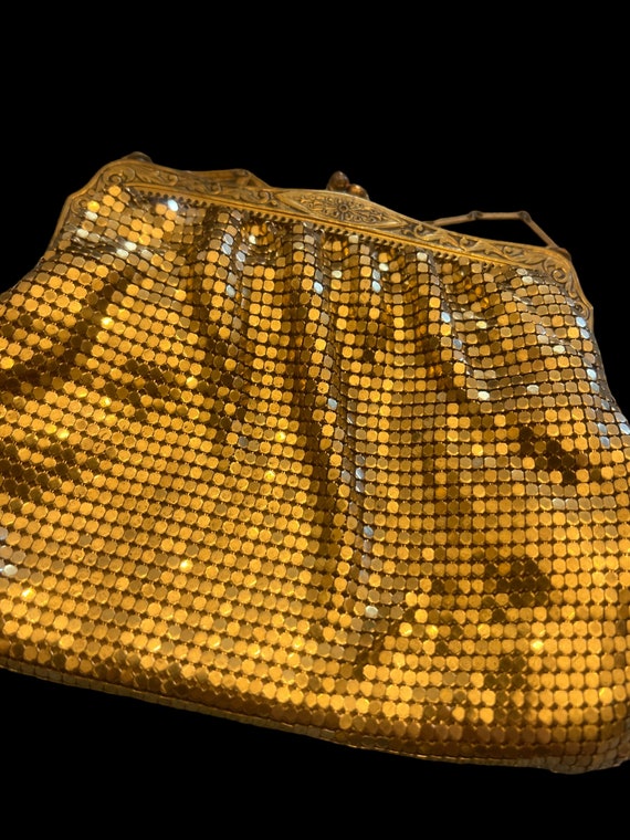 Whiting & Davis gold mesh clutch purse - image 8