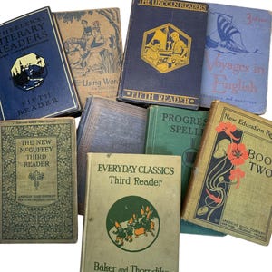 9 Vintage & Antique Reading and Spelling Books