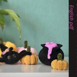 Halloween cauldron crochet pattern | Amigurumi cauldron pattern