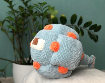Handmade Crochet Guardian Plush | Pixel Ocean Mob Amigurumi | Soft Toy for Gamers & Collectors