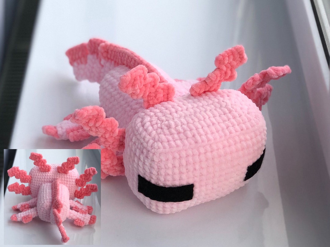 Ajolote Peluche Minecraft Axolotl Handmade Crochet Axolotl Plush