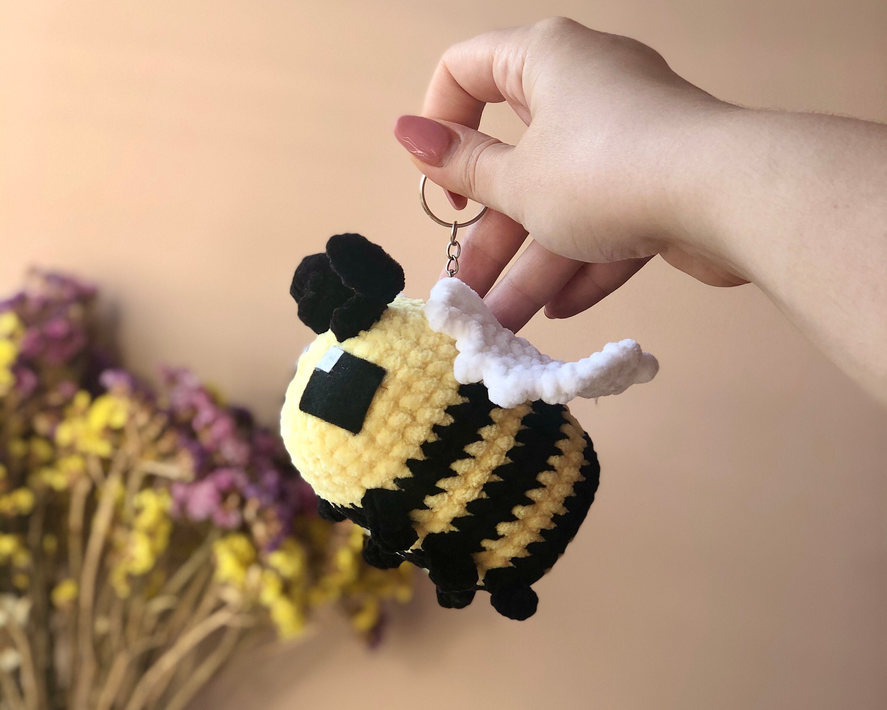 Minecraft bee plush keychain crochet bee | Etsy