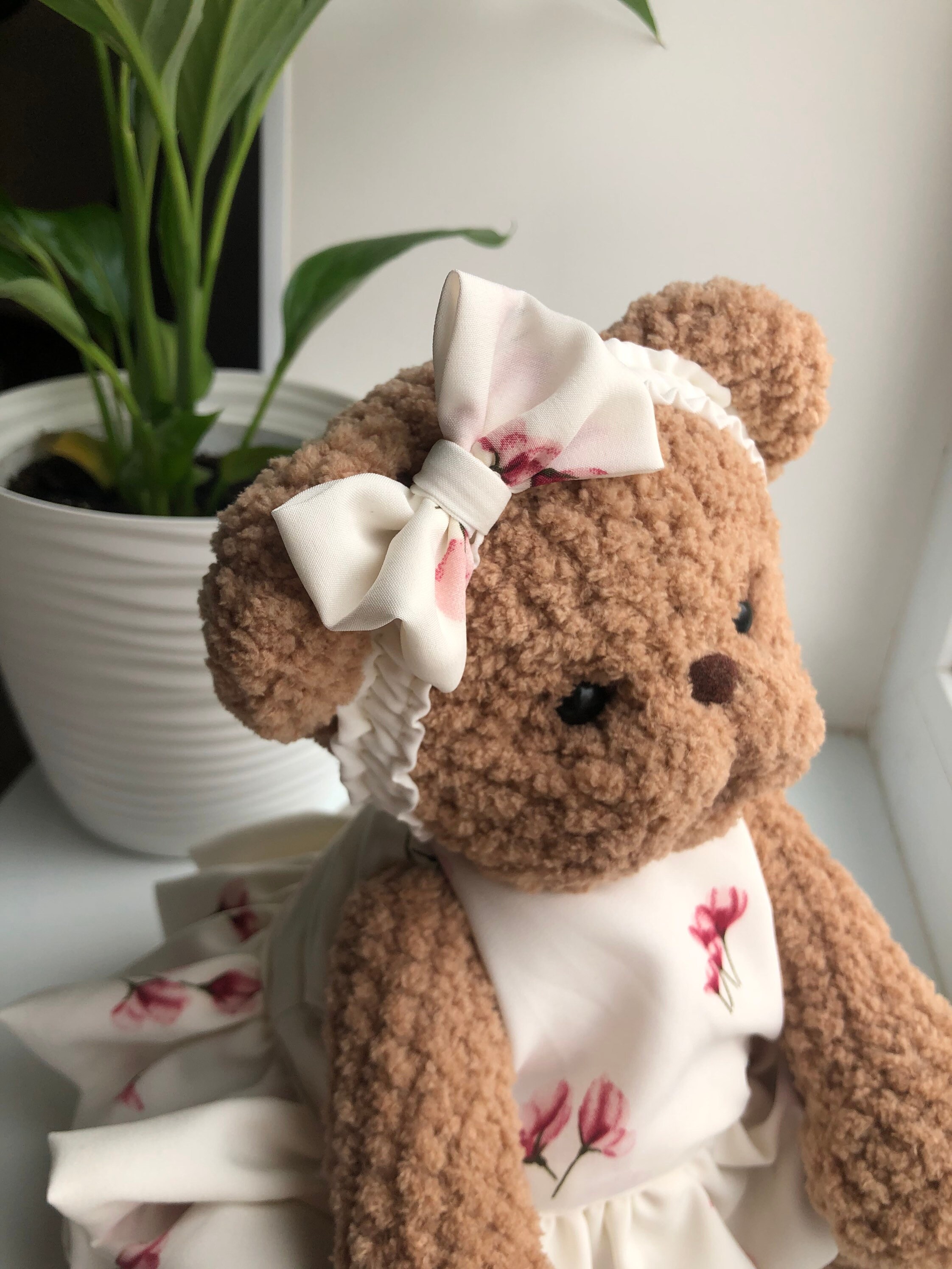 Personalized teddy bear in floral dress | Etsy