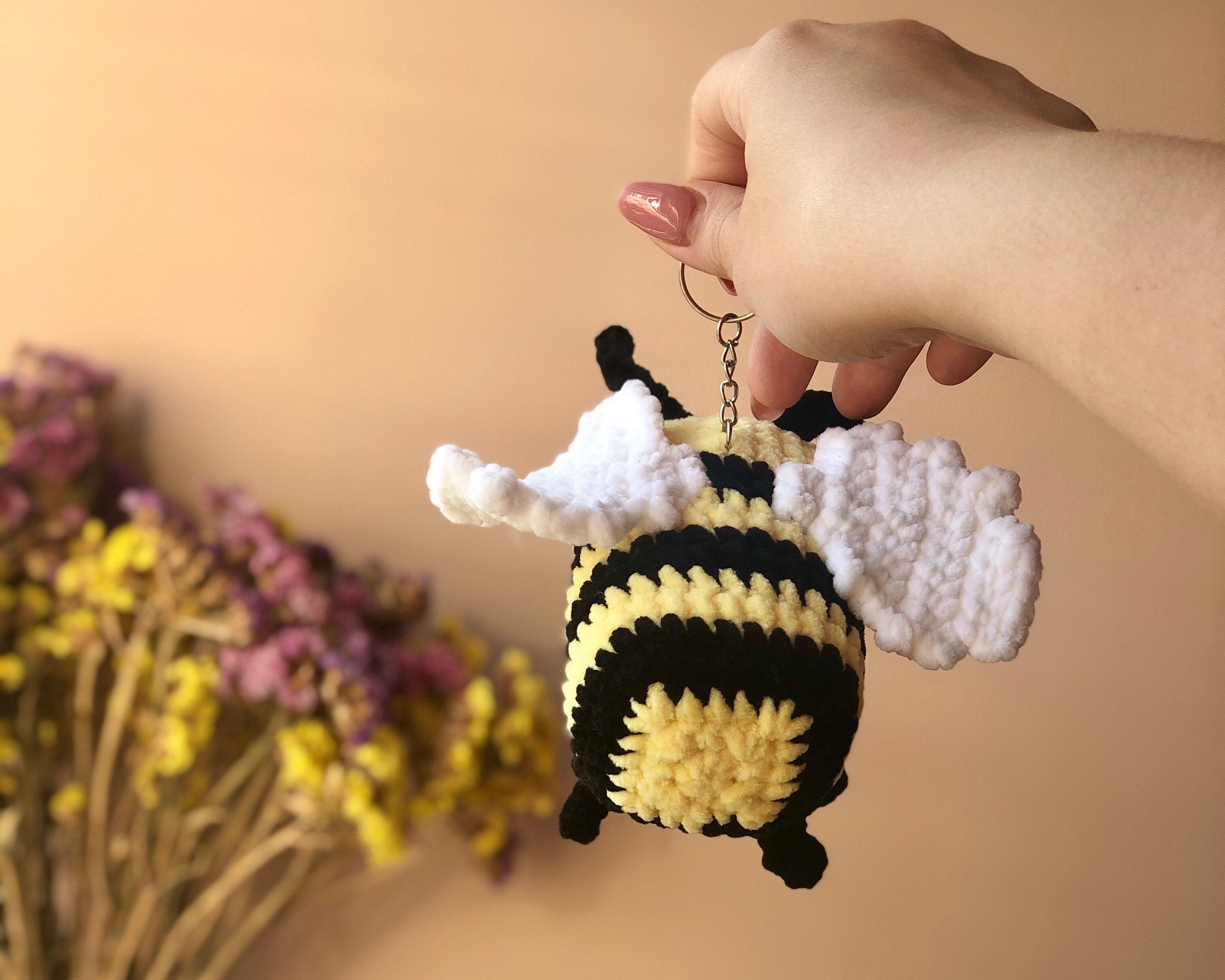 Bee Plush Keychain Crochet Bee | Etsy