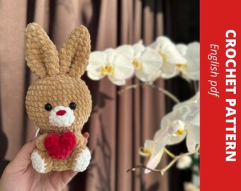 Patrón de conejito de ganchillo para San Valentín: fácil y rápido de hacer: amigurumi para principiantes