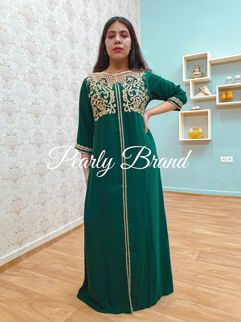 New Green Kaftan Maxi Dress Moroccan New Original Royal Caftan Dress For Women Luxury kaftan For Weddings Party Bride Dress abbayas