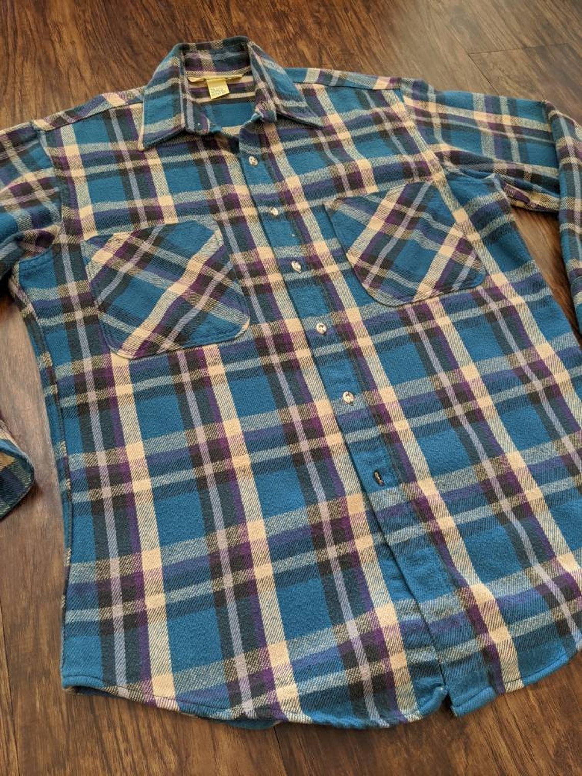 St. John's Bay Plaid Flannel Made in USA 1980s Vintage - Etsy