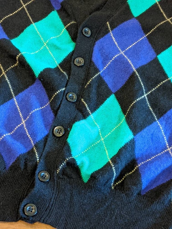 Benetton Argyle Cardigan Made in Italy - image 6