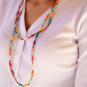 Paper Beads Necklace, Handmade Uganda, African, Eco - Friendly, Jewelry Made from Recycled Newspaper, Orphanage support LN062 image 3