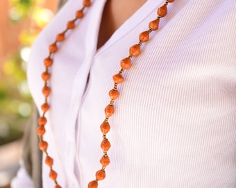 Paper Beads Necklace, Handmade Uganda, African, Eco - Friendly,  Jewelry Made from Recycled Newspaper, Orphanage support LN061