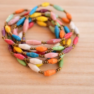 Paper Beads Necklace, Handmade Uganda, African, Eco - Friendly, Jewelry Made from Recycled Newspaper, Orphanage support LN062 image 4