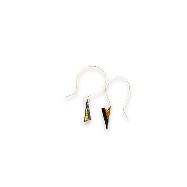 •KEUM-BOO TRIANGLES• oxidized silver + gold dangle earrings