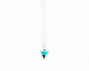 Kingman turquoise mini triangle necklace in sterling silver