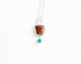 Koroit opal and Carico Lake turquoise pendant