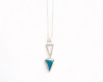 Kingman turquoise and sterling triangles pendant