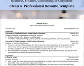 Professional Business Resume Template: Finance, Consulting & Corporate (Digital Download) ATS-Friendly