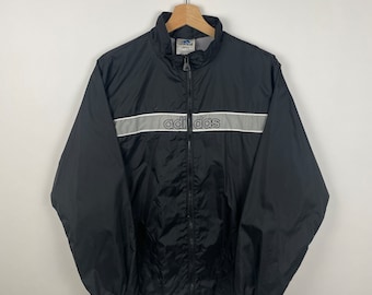 Vintage Adidas Full-Zip Windbreaker | Youth XL/Womens XS | Black