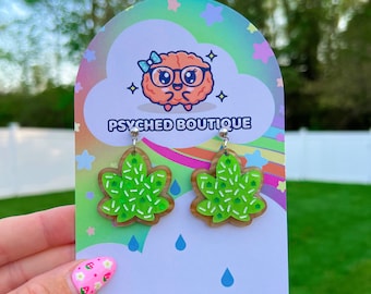 420 | Marijuana | Weed | Canabis Leaf Sugar Cookie Sprinkle Earring