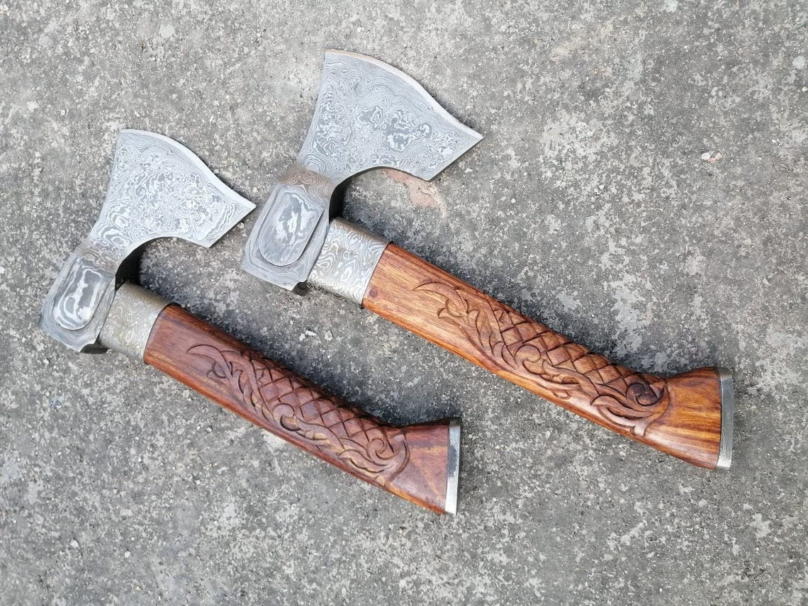 Set/2/hand Axes Bearded Axe High Carbon Steel Axe Etsy