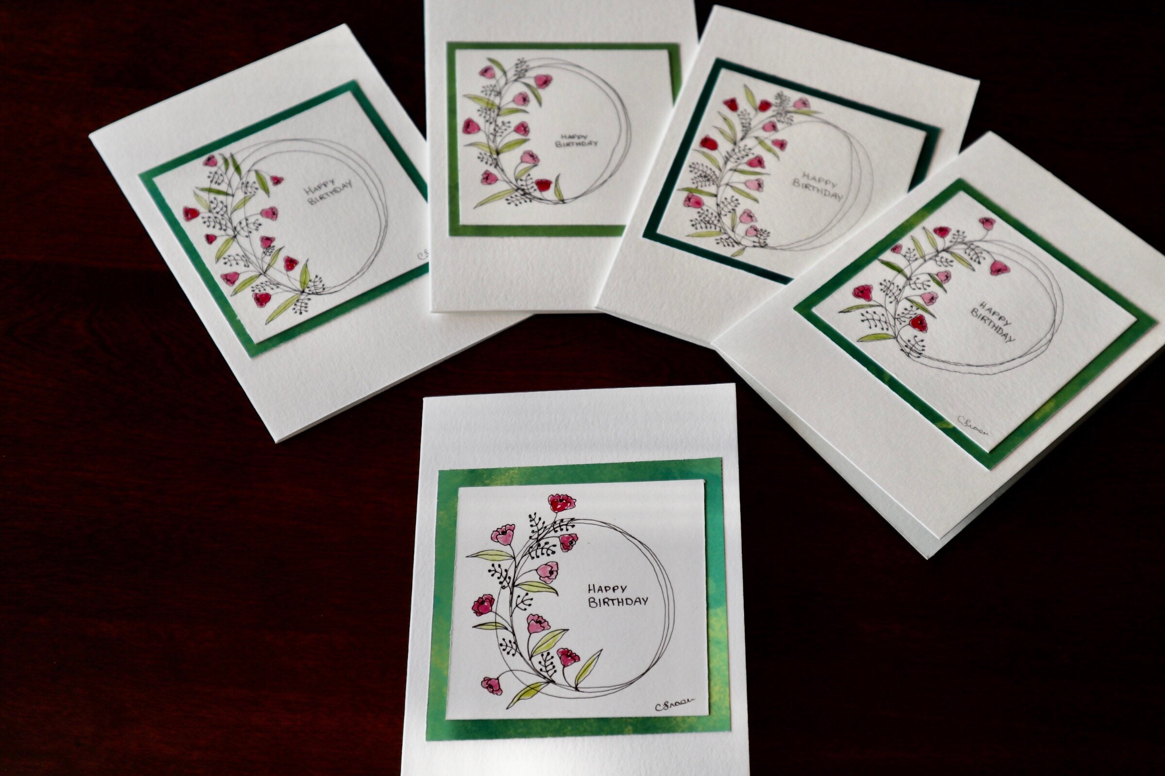 Happy Birthday Cards- Set of Five - Etsy