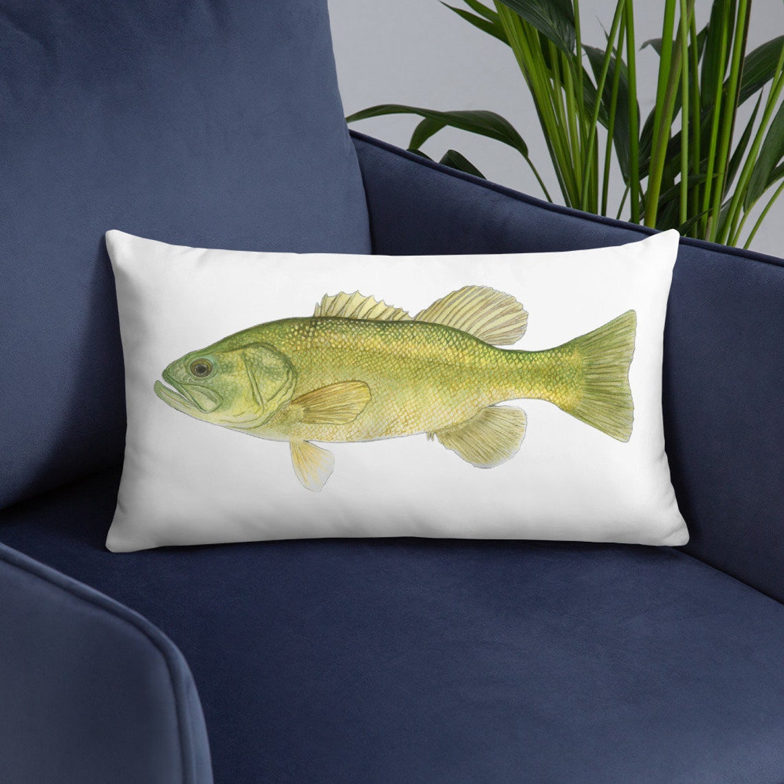 Bass Fish Throw Pillow Etsy