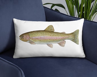 Rainbow Trout Fish Throw Pillow